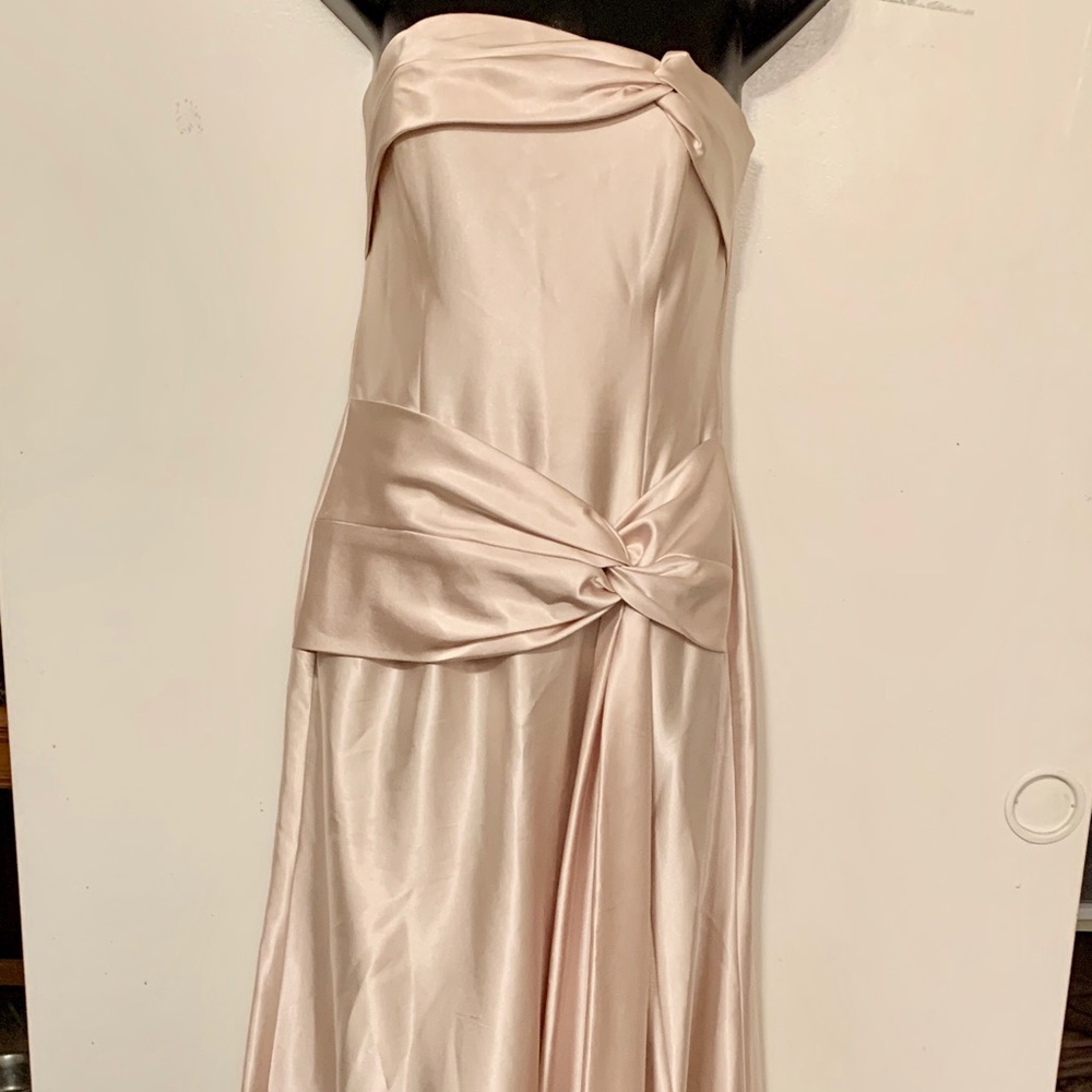 Jessica McClintock Beige Satiny Formal Dress Sz 8